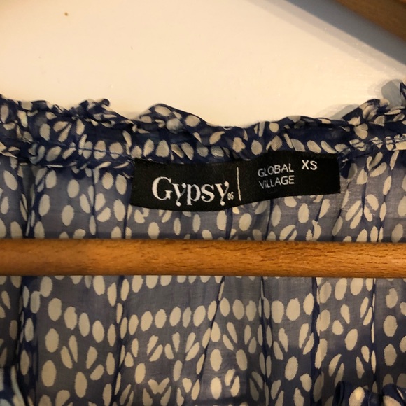 Gypsy 05 Silk Printed Peasant Blouse Multi Azure - Picture 6 of 8